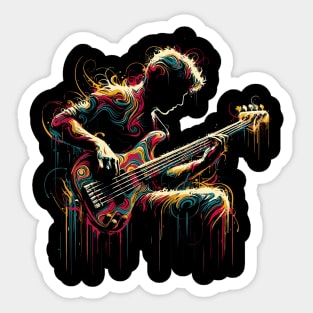 Bass Guitar Player Sticker